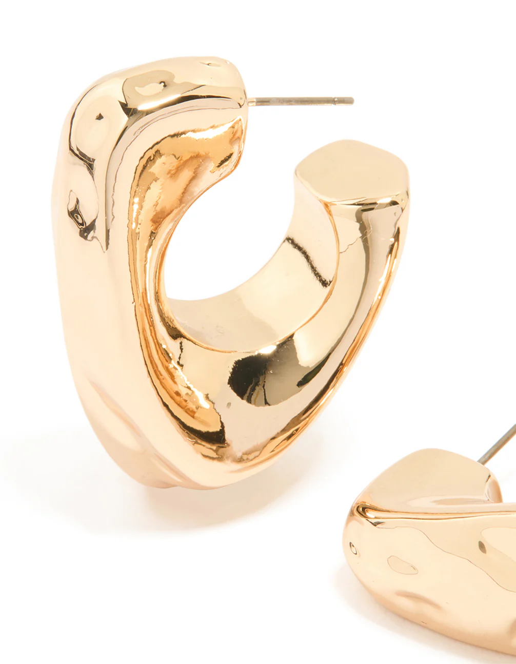 Gold Molten Triangle Hoop Earrings - Image 2