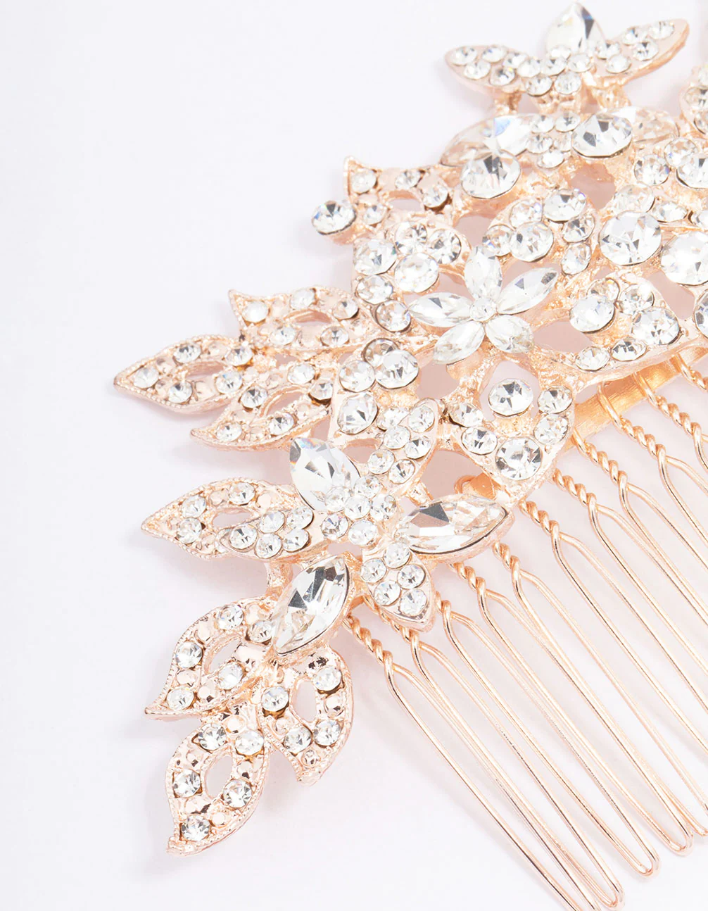 Gold Multi Flower Diamante Hair Comb - Image 2