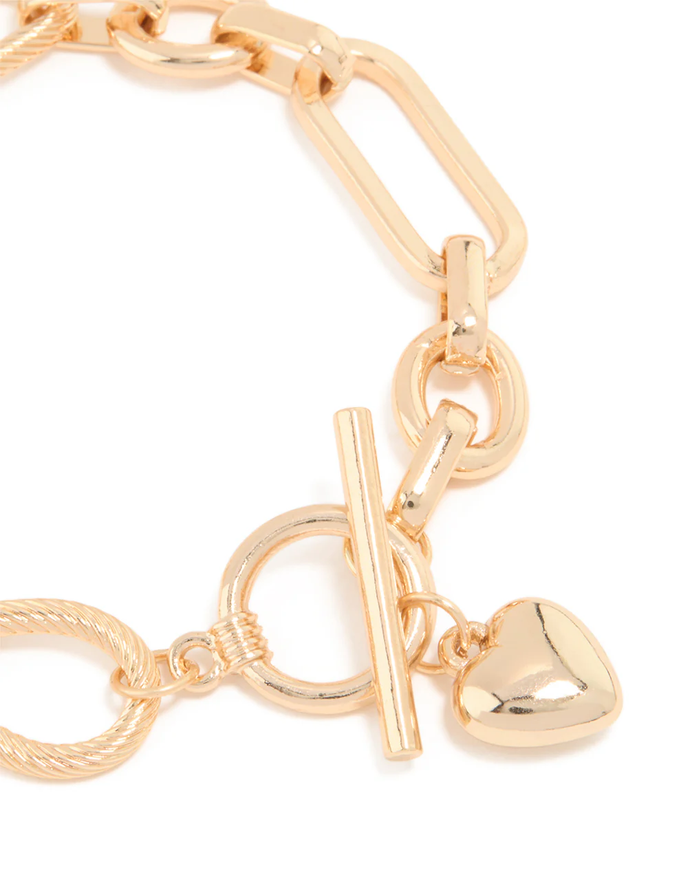 Gold Multi Link Heart T&O Chain Bracelet - Image 3