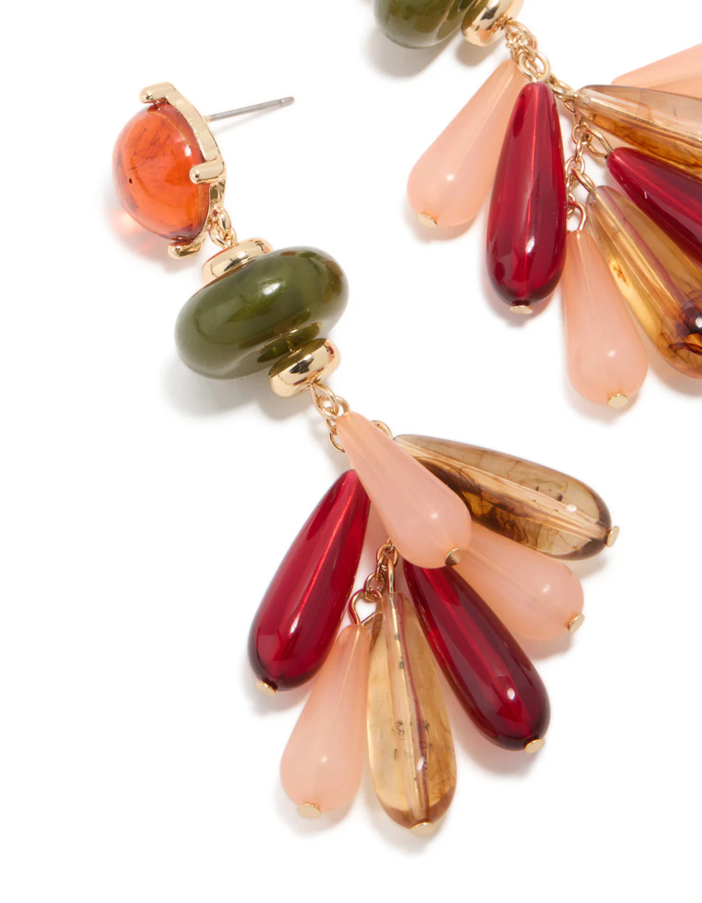 Gold Multicoloured Beaded Droplet Earrings - Image 4