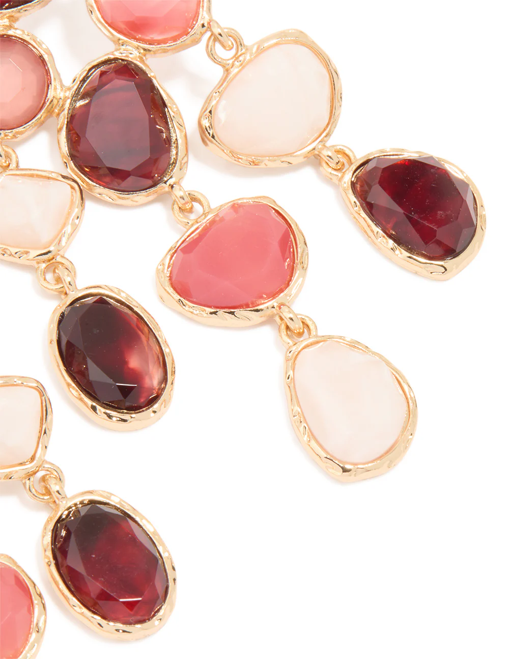 Gold Multicoloured Resin Marble Stone Drop Earrings - Image 3