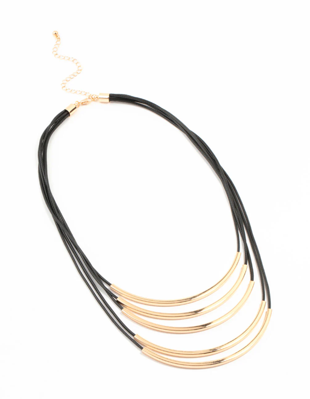 Gold Multirow Layered Cord Necklace - Image 2