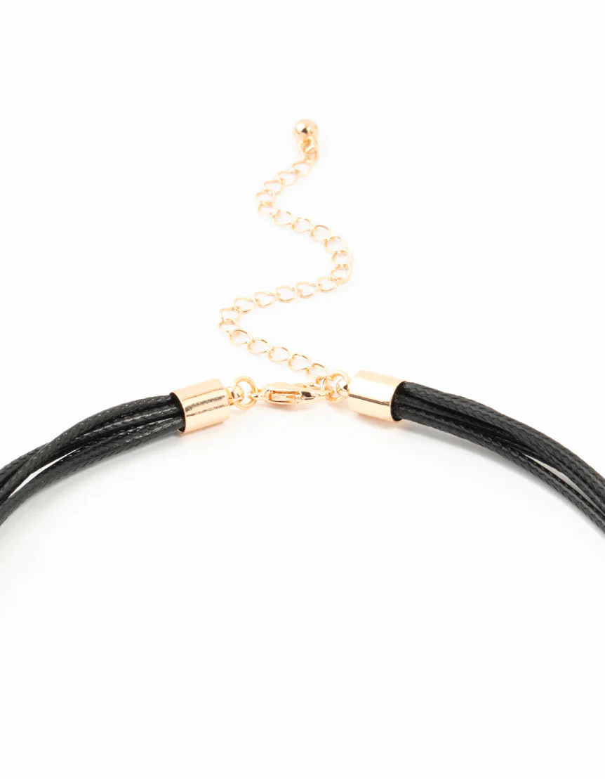 Gold Multirow Layered Cord Necklace - Image 3
