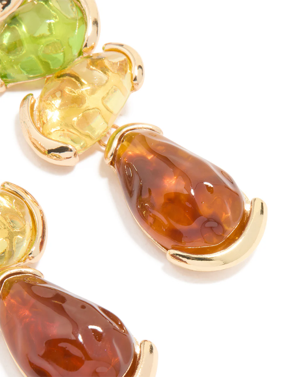 Gold Neutral Resin Molten Mixed Drop Earrings - Image 3
