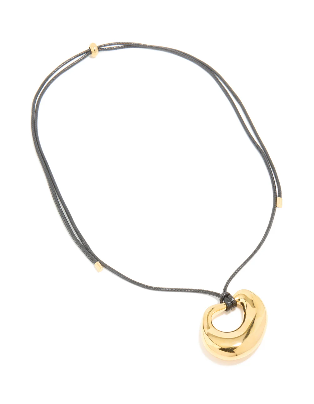 Gold Open Molten Pendant Black Cord Necklace - Image 4
