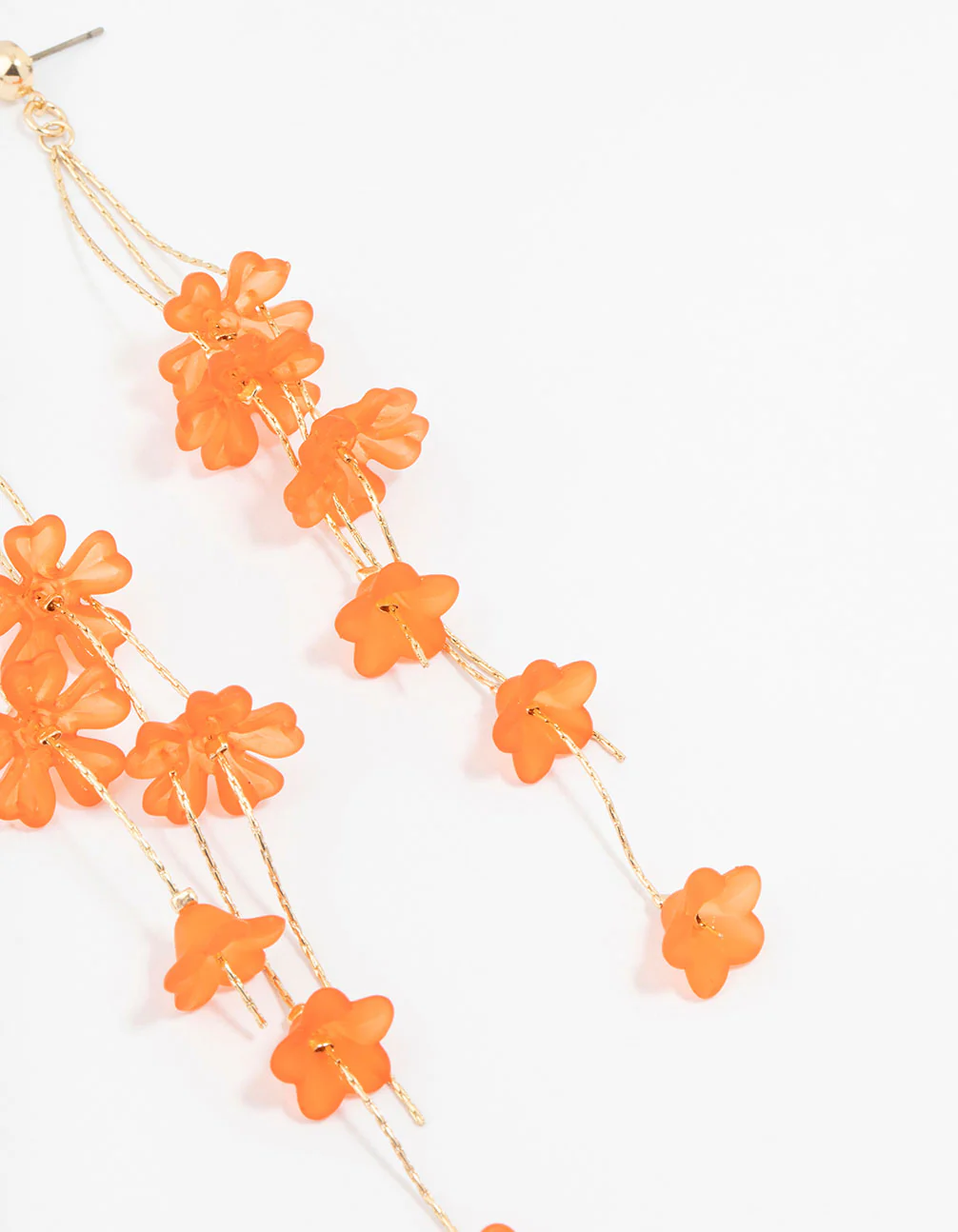 Gold Orange Petal Drop Earrings - Image 3