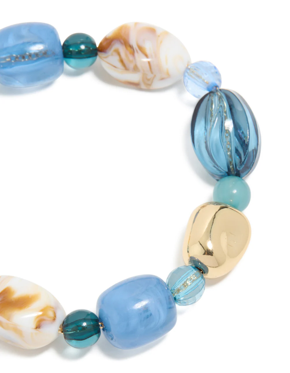 Gold Organic Light Blue Beaded Toggle Bracelet - Image 4