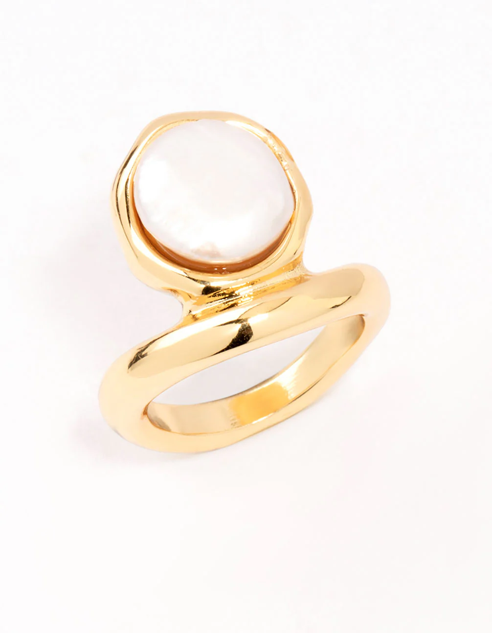 Gold Organic Pearl Band Ring - Image 2