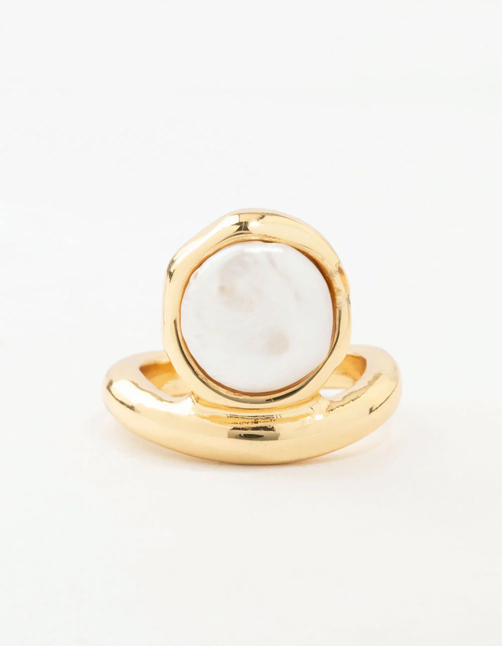 Gold Organic Pearl Band Ring - Image 3