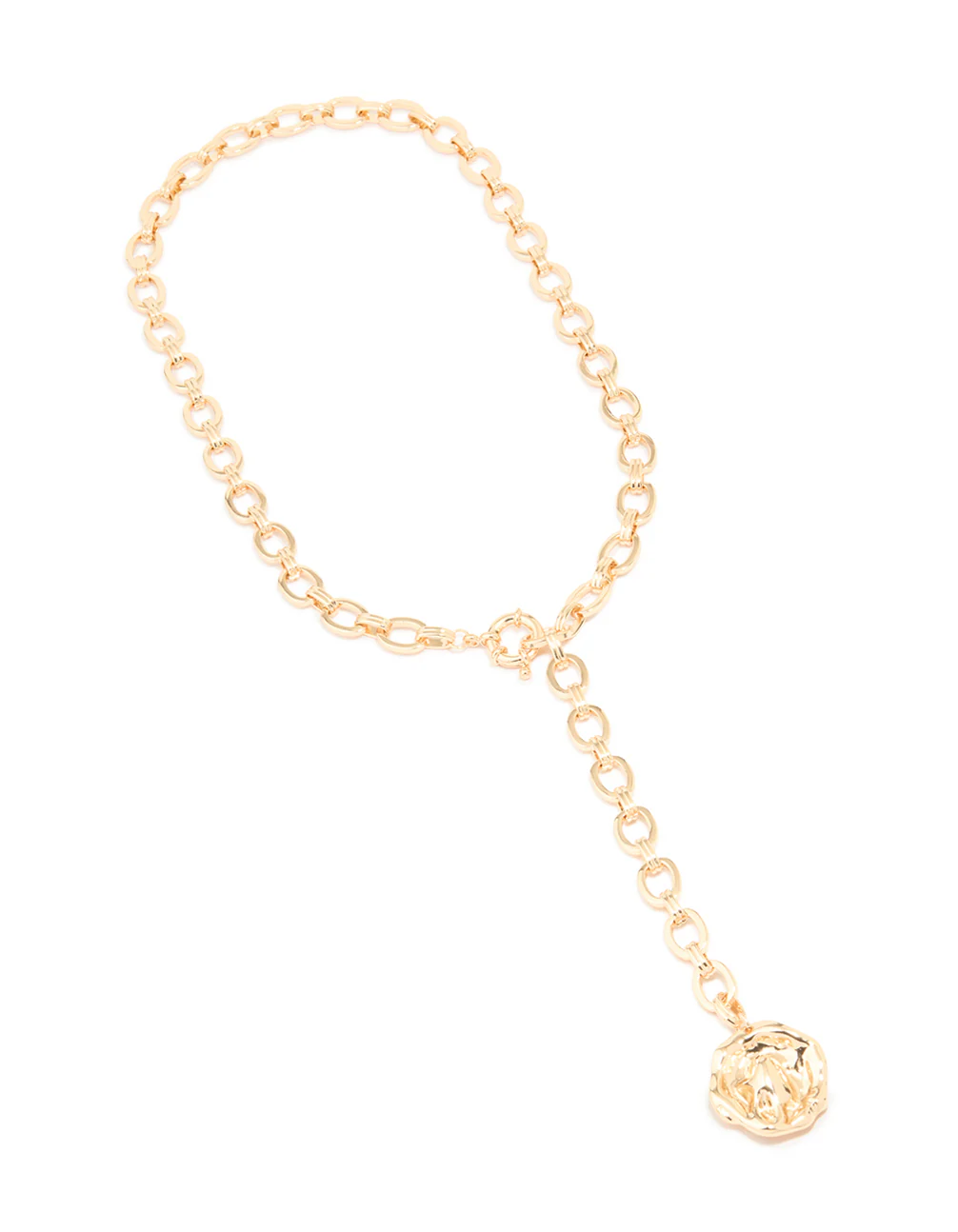 Gold Organic Pendant Lariat Necklace - Image 2