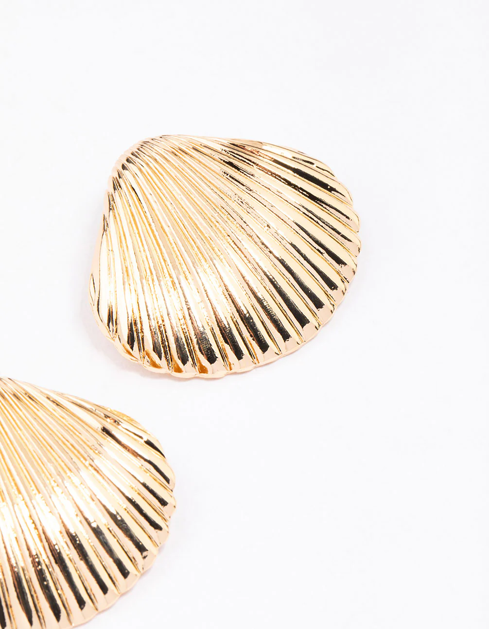 Gold Oversized Shell Stud Earrings - Image 3