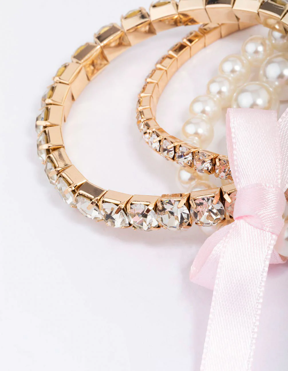 Gold & Pearl Beaded Bow Bracelet 4-Pack - Image 3
