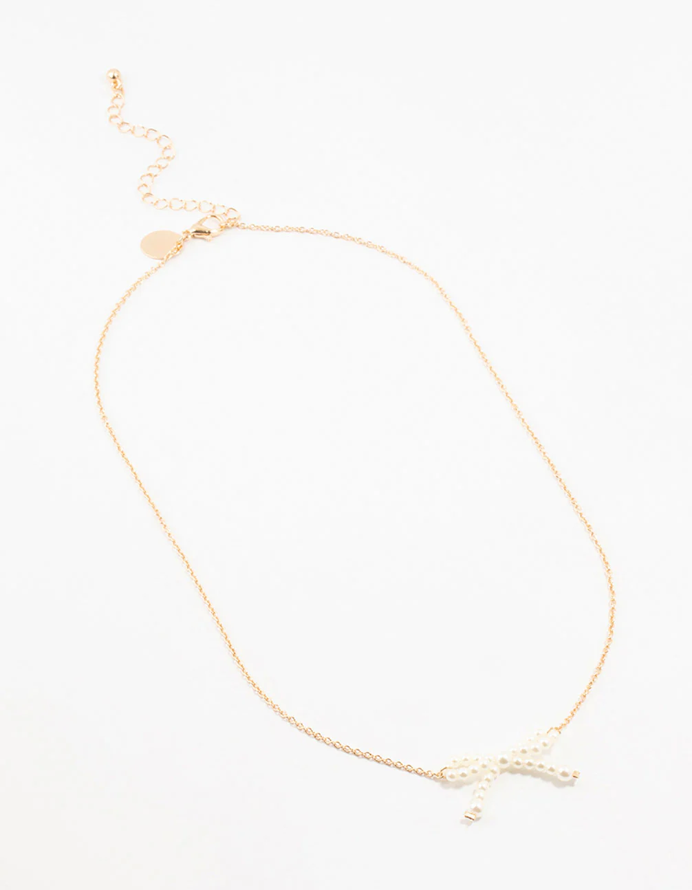 Gold Pearl Bow Necklace - Image 2