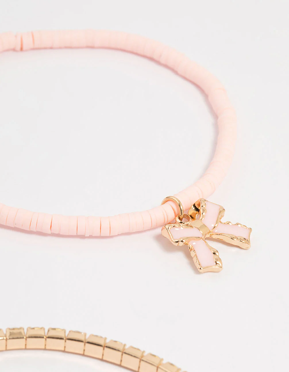Gold Pearl & Bow Stretch Bracelets 5-Pack - Image 3