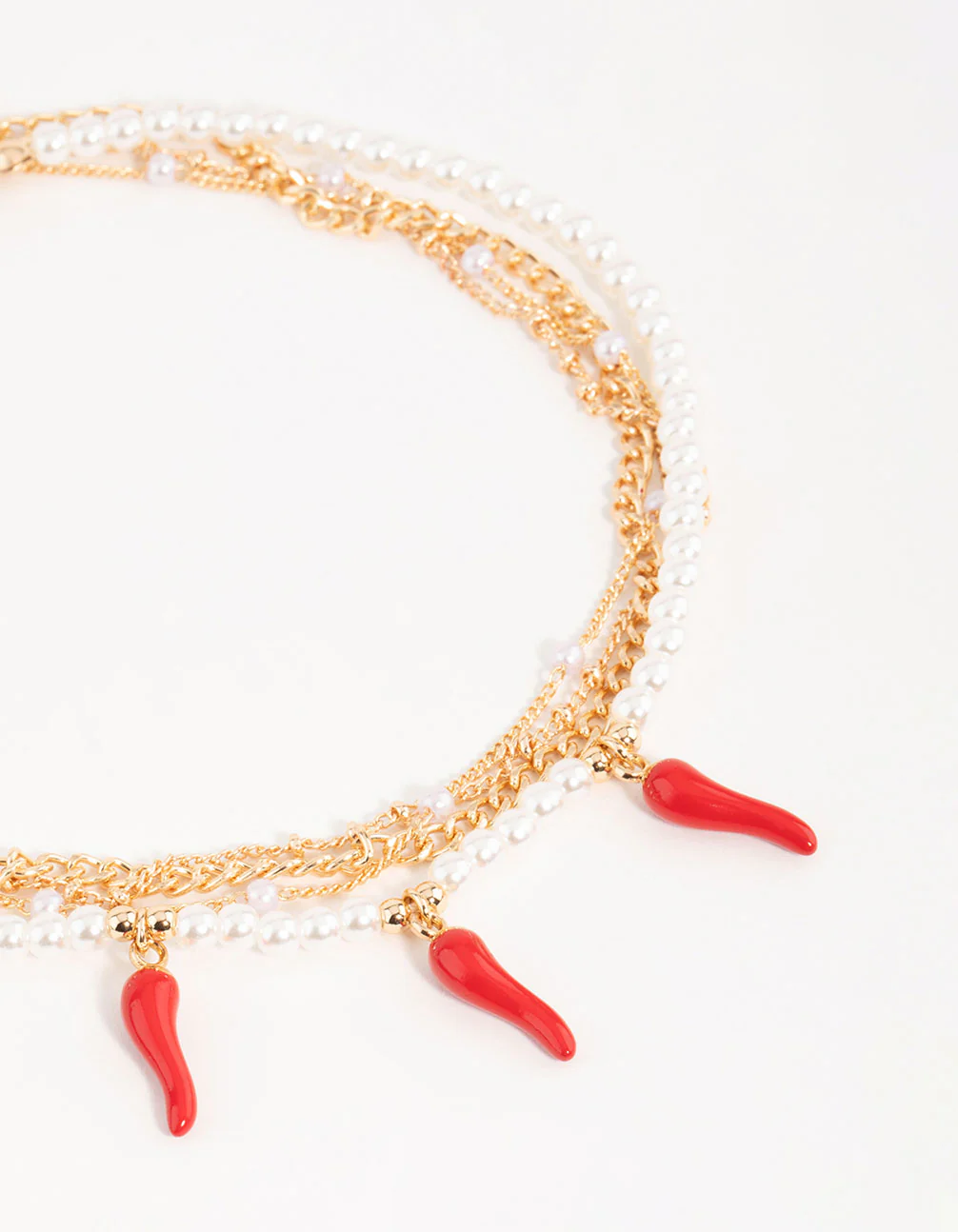 Gold Pearl & Chilli Choker Necklace - Image 2