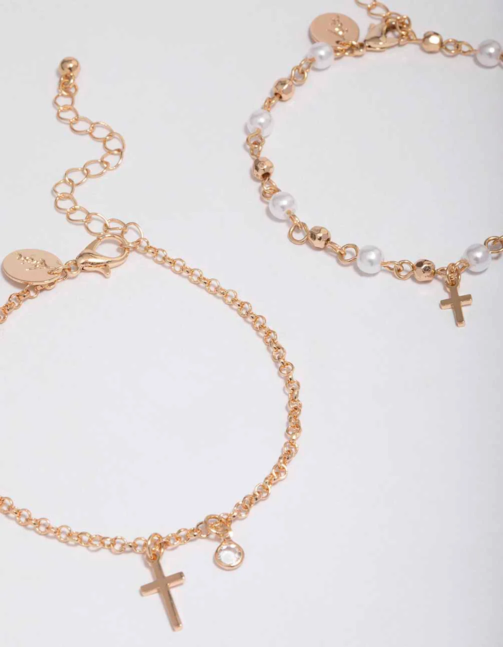 Gold Pearl Cross Charm Bracelet Pack - Image 2