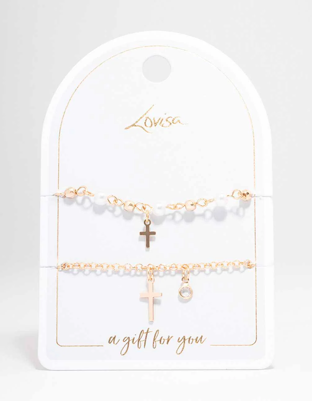 Gold Pearl Cross Charm Bracelet Pack - Image 3