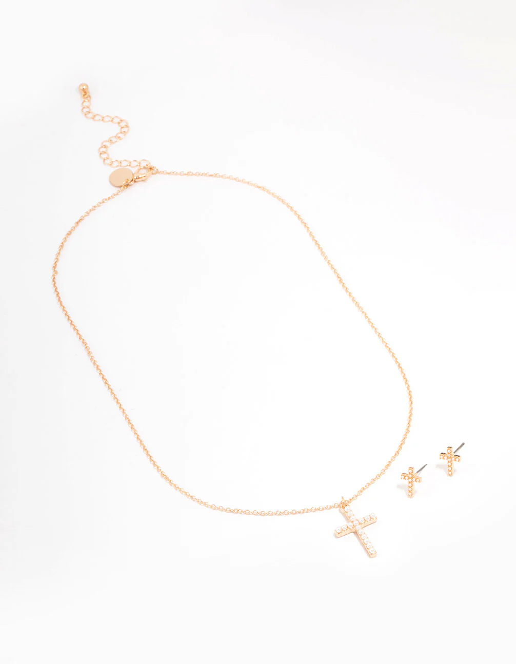 Gold Pearl Cross Jewellery Set - Image 3