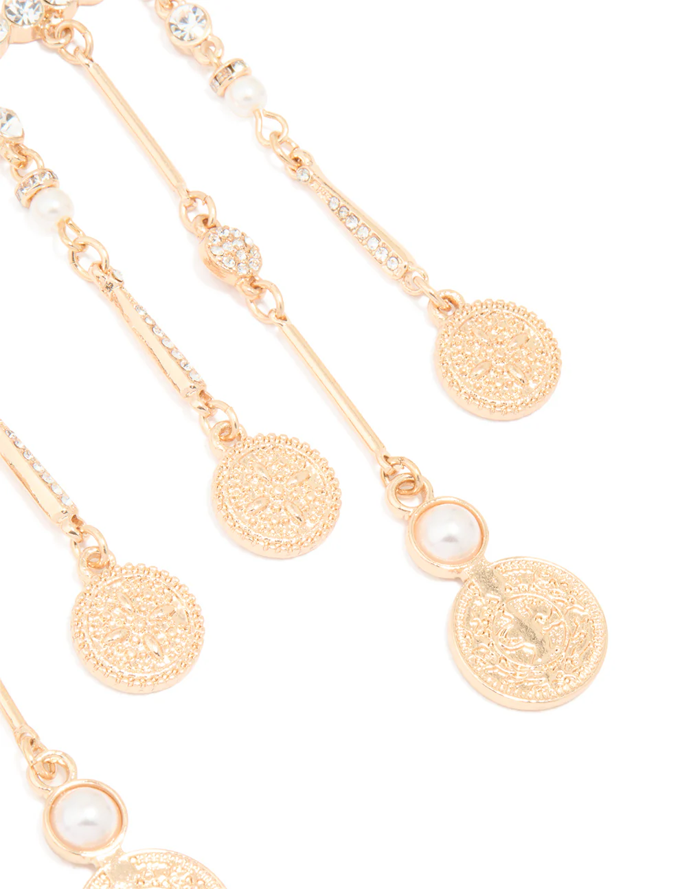 Gold Pearl & Diamante Mobile Earrings - Image 3