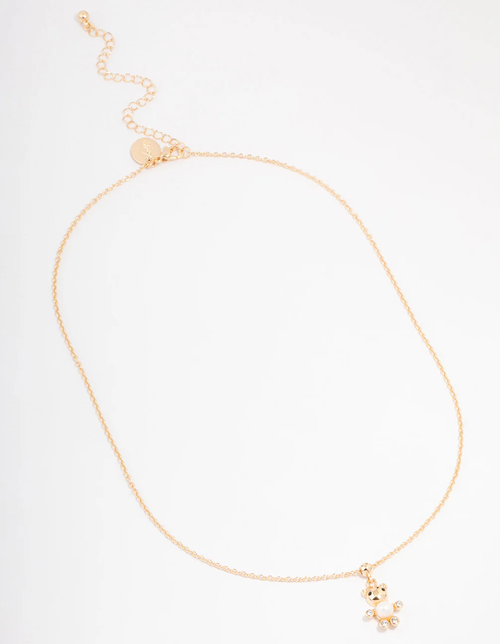 Gold Pearl & Diamante Teddy Bear Necklace - Image 2