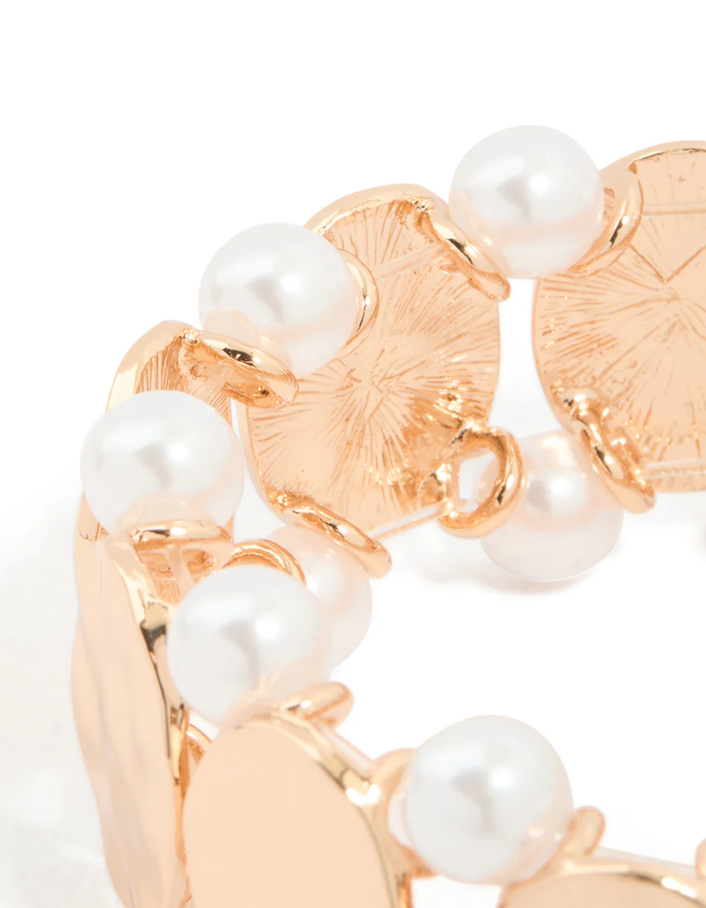 Gold Pearl & Disc Stretch Bracelet - Image 5