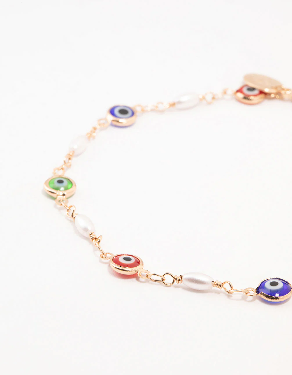 Gold Pearl & Evil Eye Anklets 2-Pack - Image 3