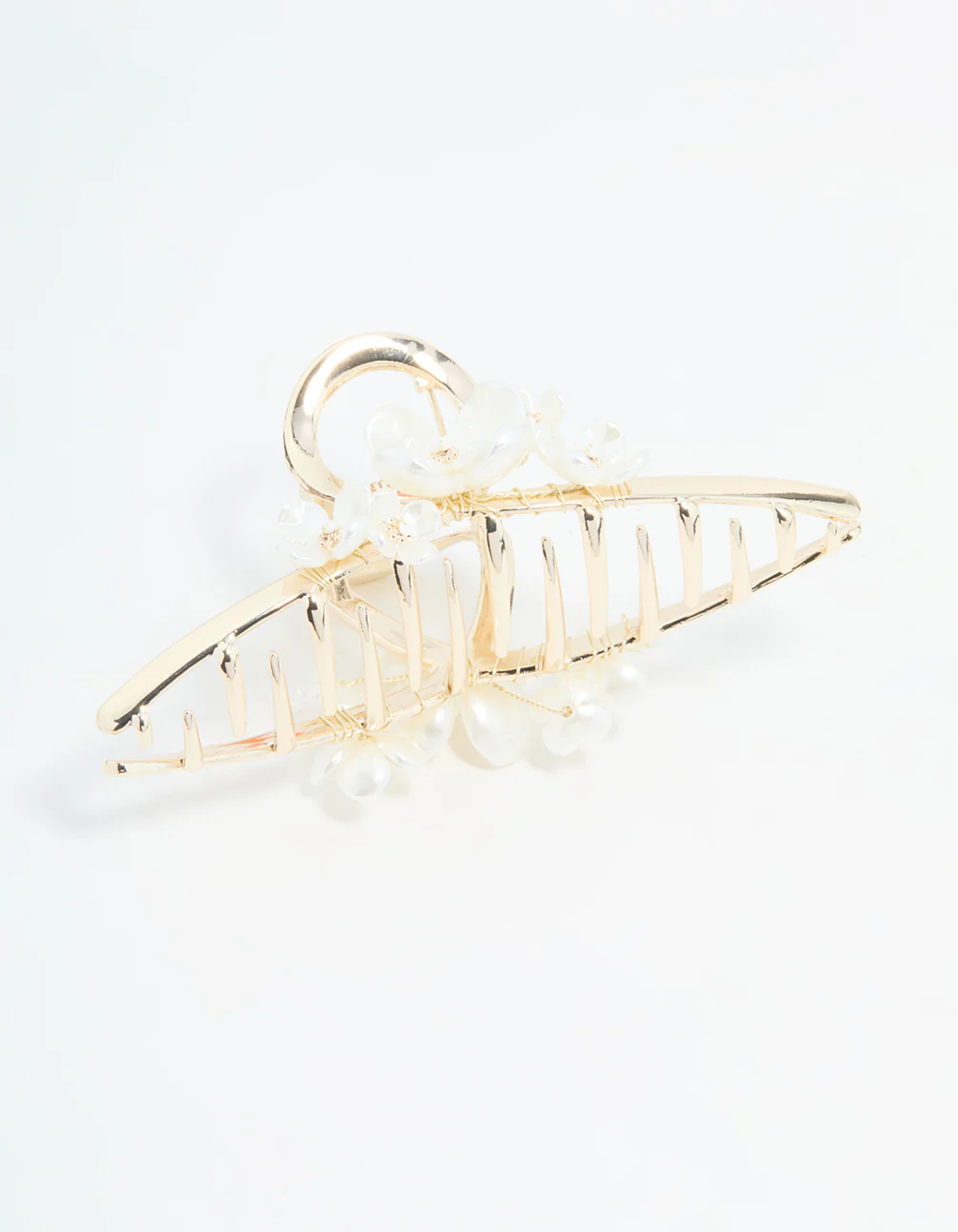 Gold Pearl Flower Cluster Claw Clip