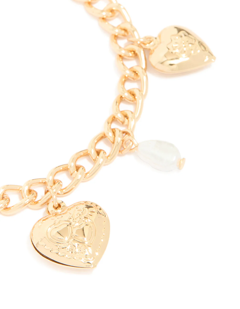 Gold Pearl Heart Charm Bracelet - Image 4