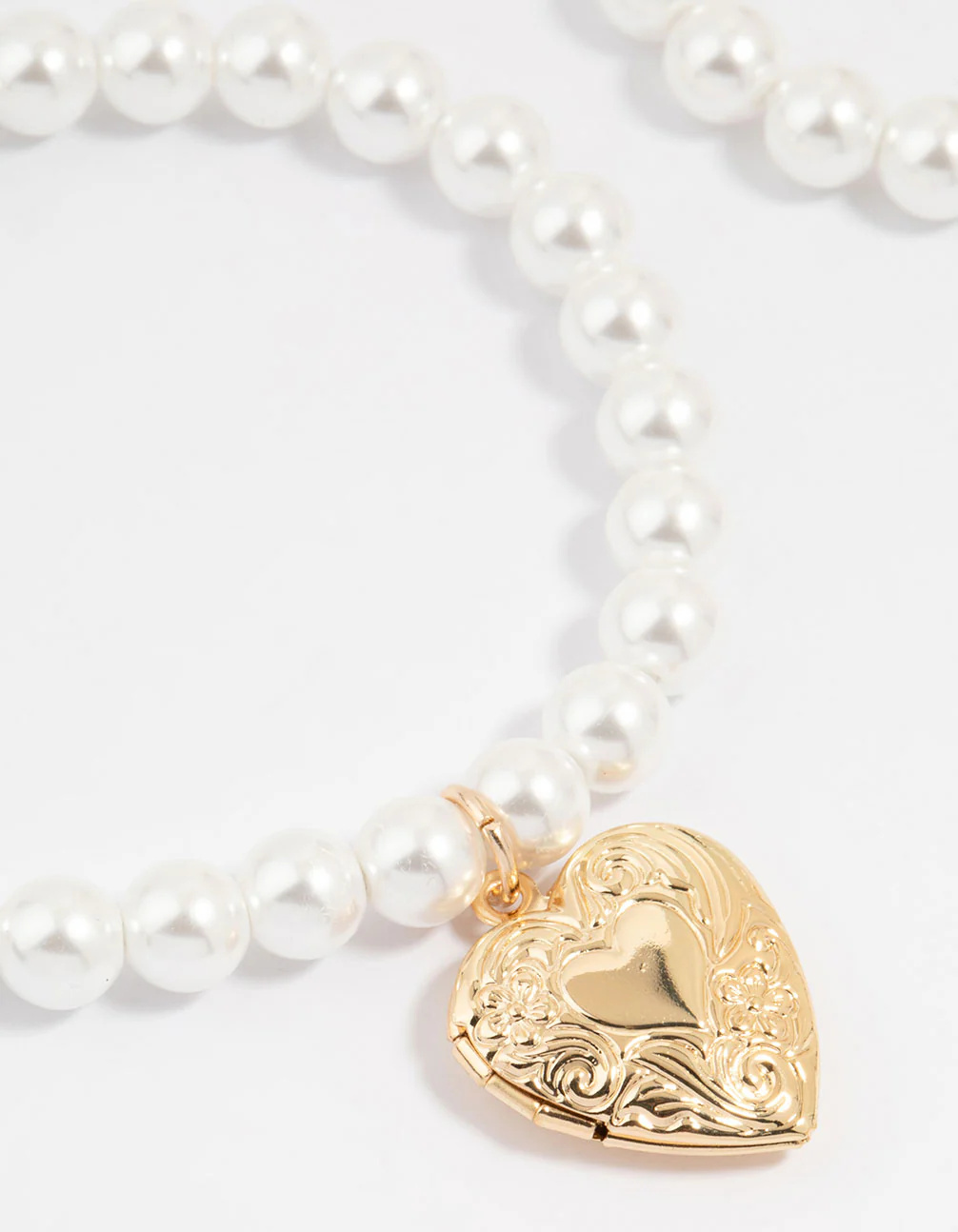 Gold Pearl & Heart Locket Stretch Bracelets 2-Pack - Image 2