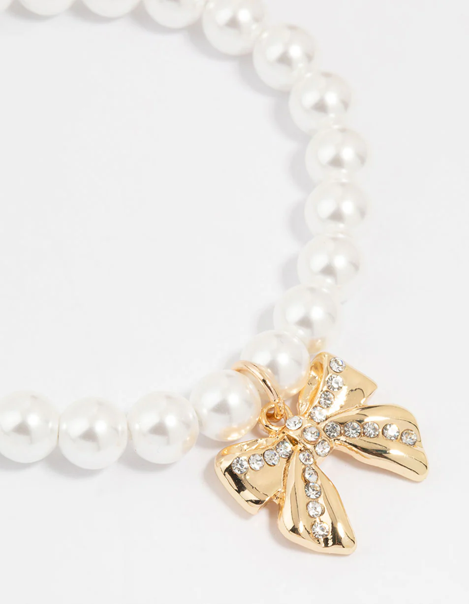 Gold Pearl & Heart Locket Stretch Bracelets 2-Pack - Image 3