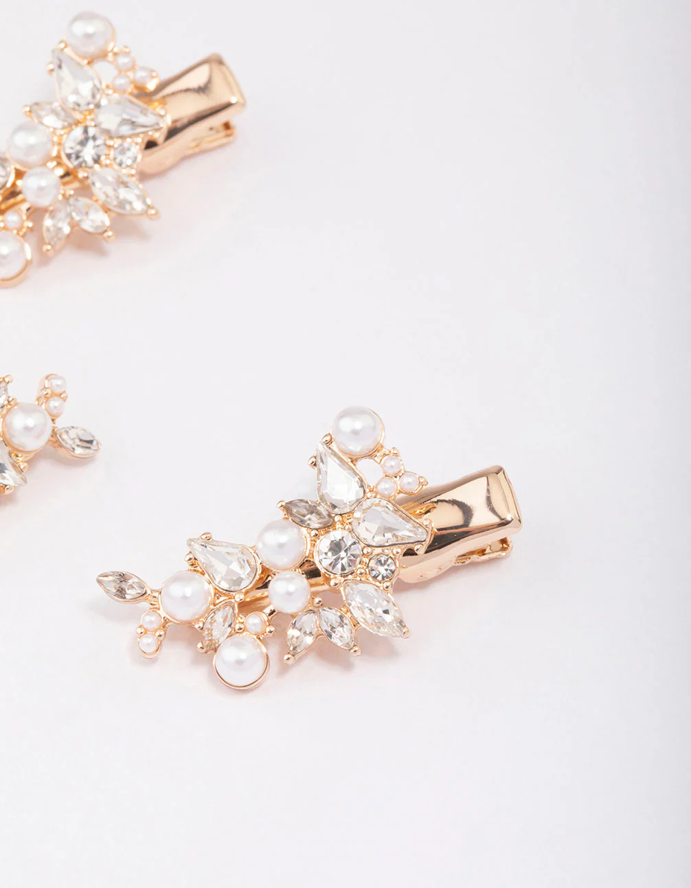 Gold Pearl & Marquise Cluster Hair Clip 3-Pack - Image 3