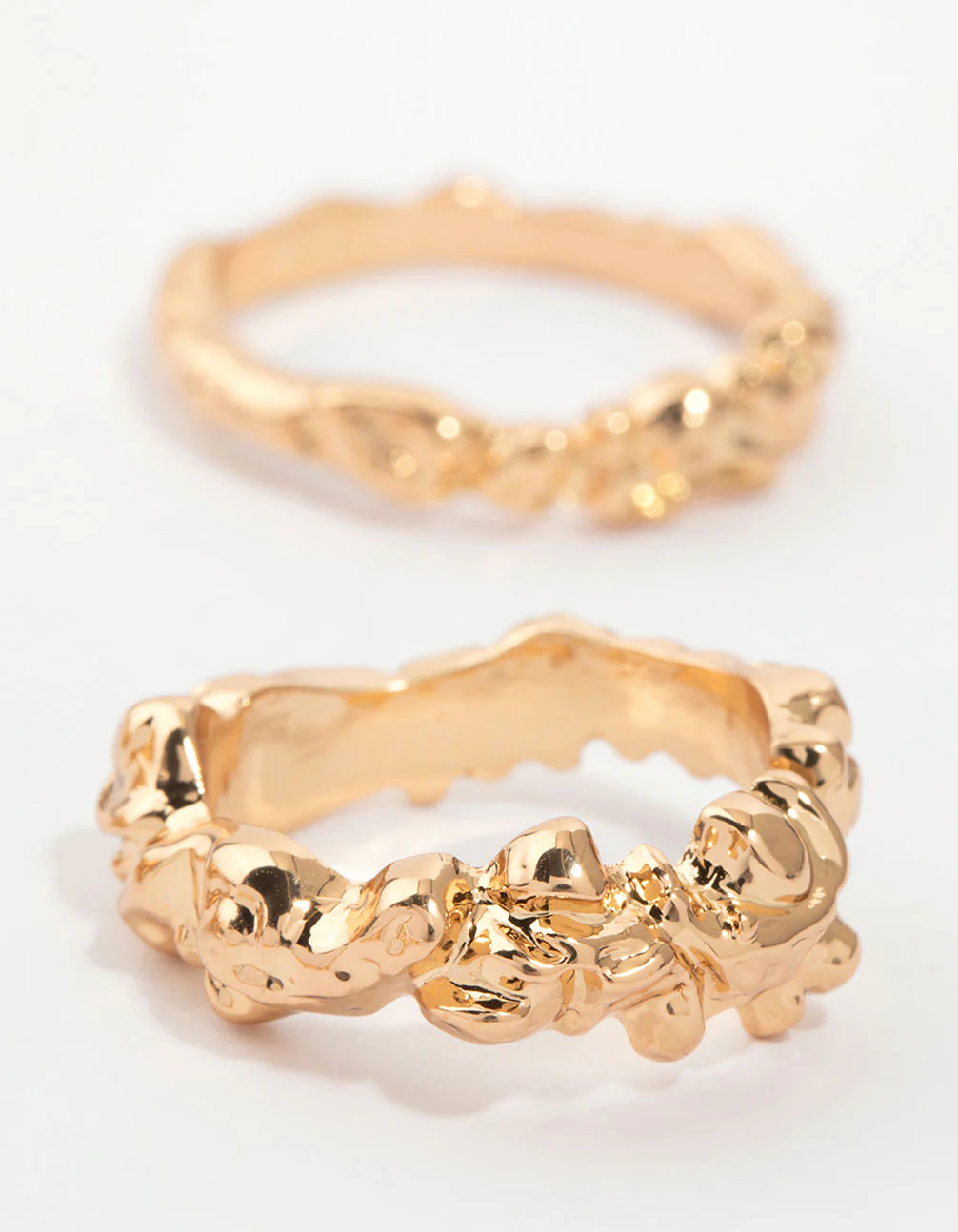 Gold Pearl Molten Stacking Ring Pack - Image 3