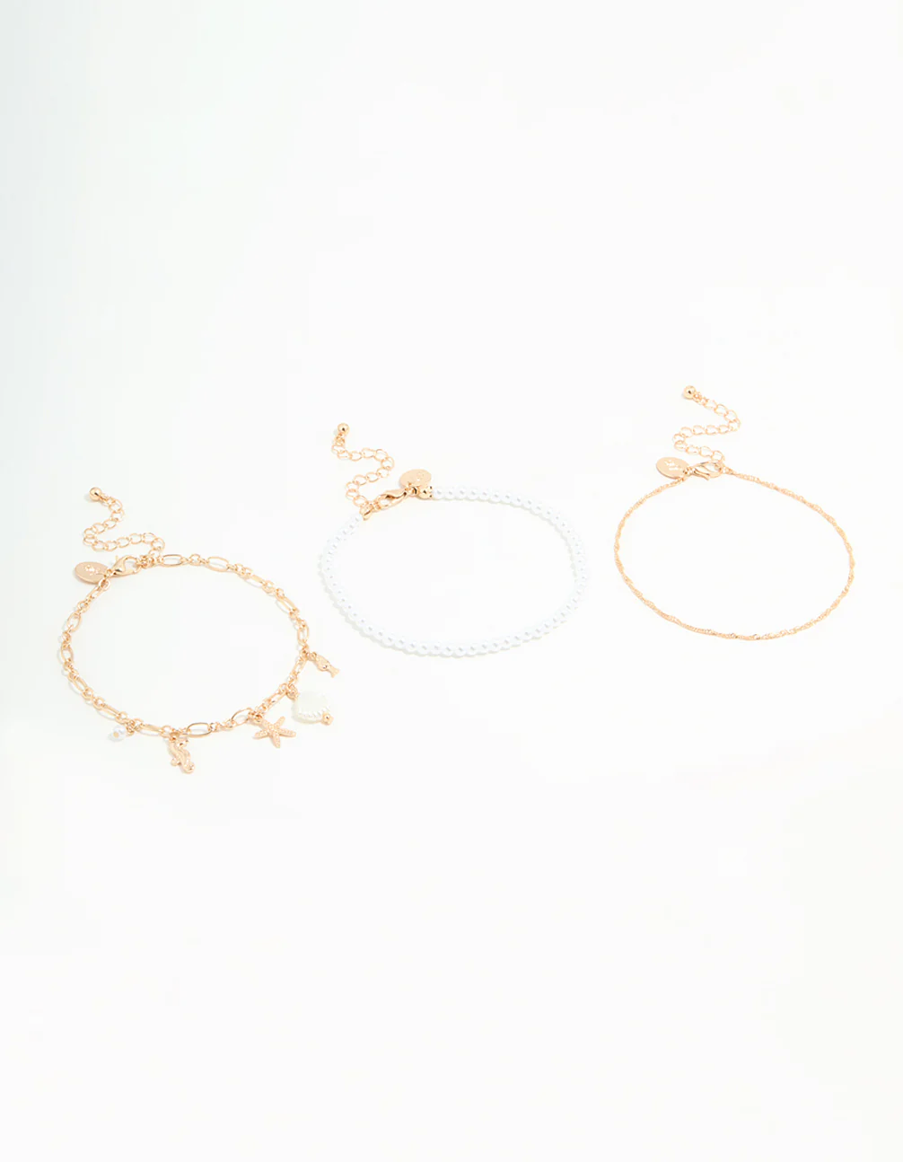 Gold Pearl Sea Anklets 3-Pack