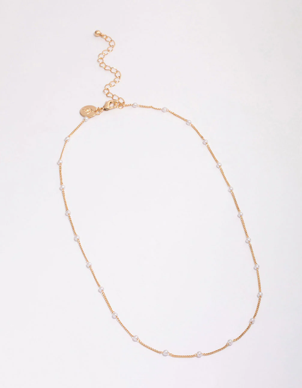 Gold Pearl Station Chain Necklace - Image 3