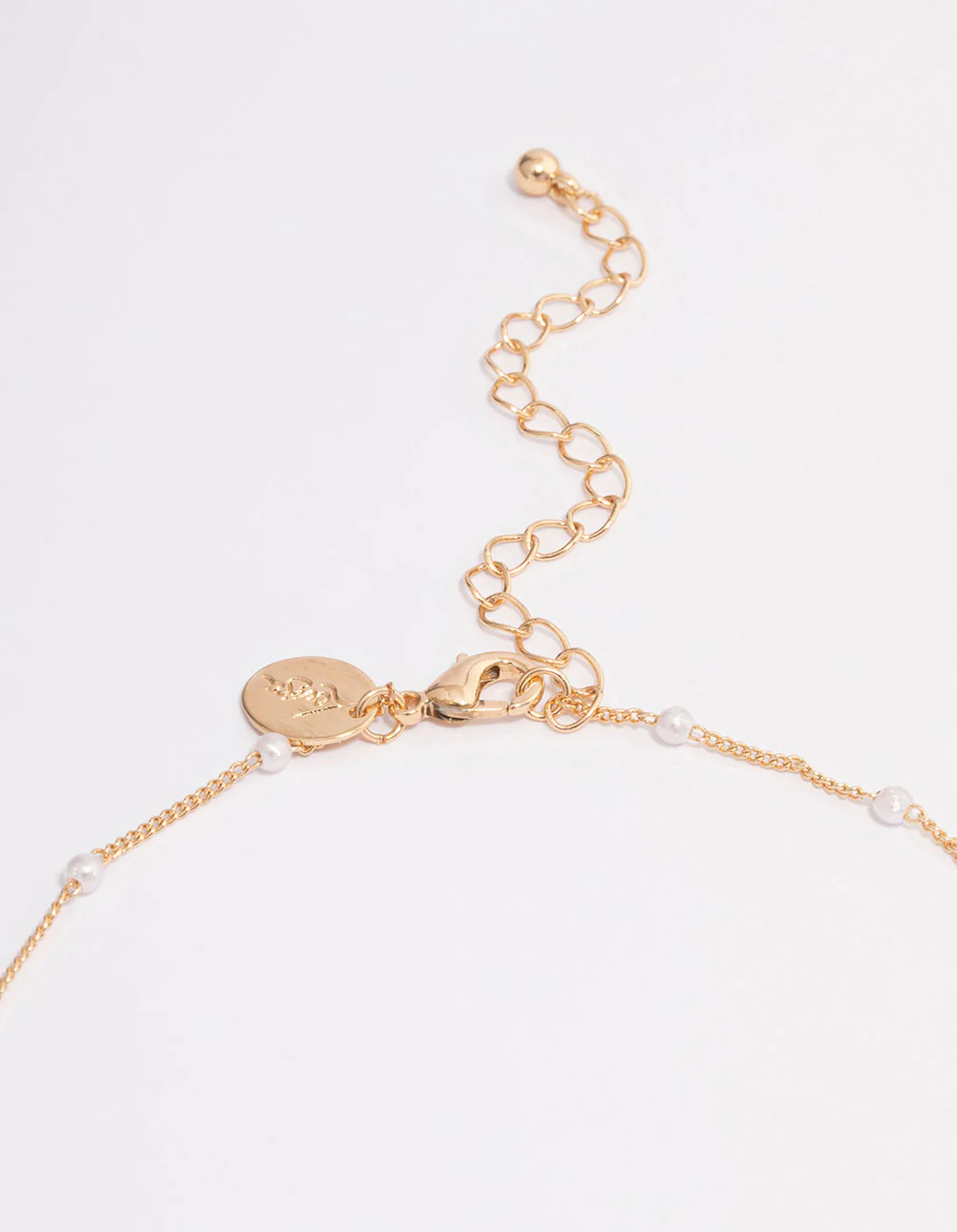 Gold Pearl Station Chain Necklace - Image 4