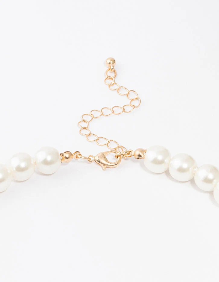 Gold Pearl Station Necklace - Image 3
