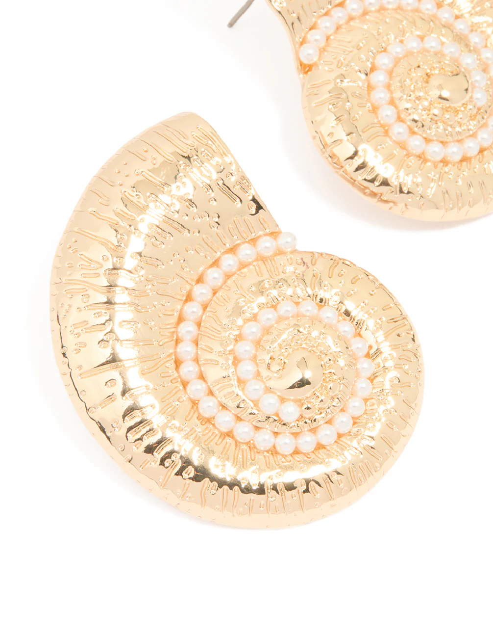 Gold Pearl Swirl Shell Earrings - Image 4