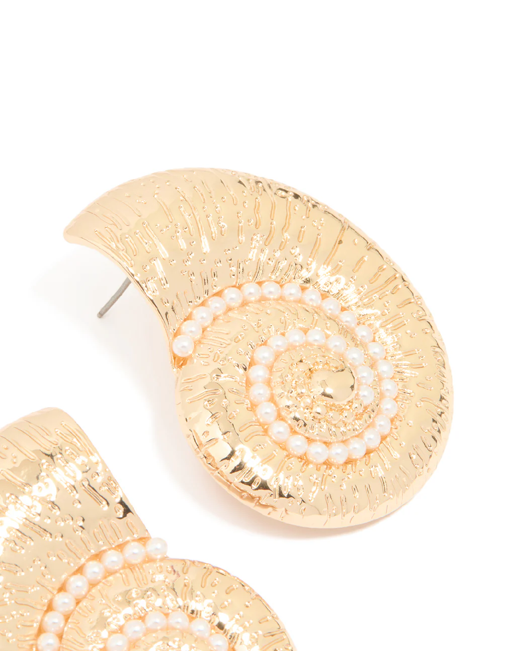 Gold Pearl Swirl Shell Earrings - Image 5