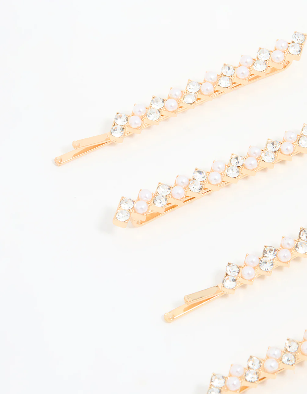 Gold Pearl Zigzag Hair Slides 4-Pack - Image 2