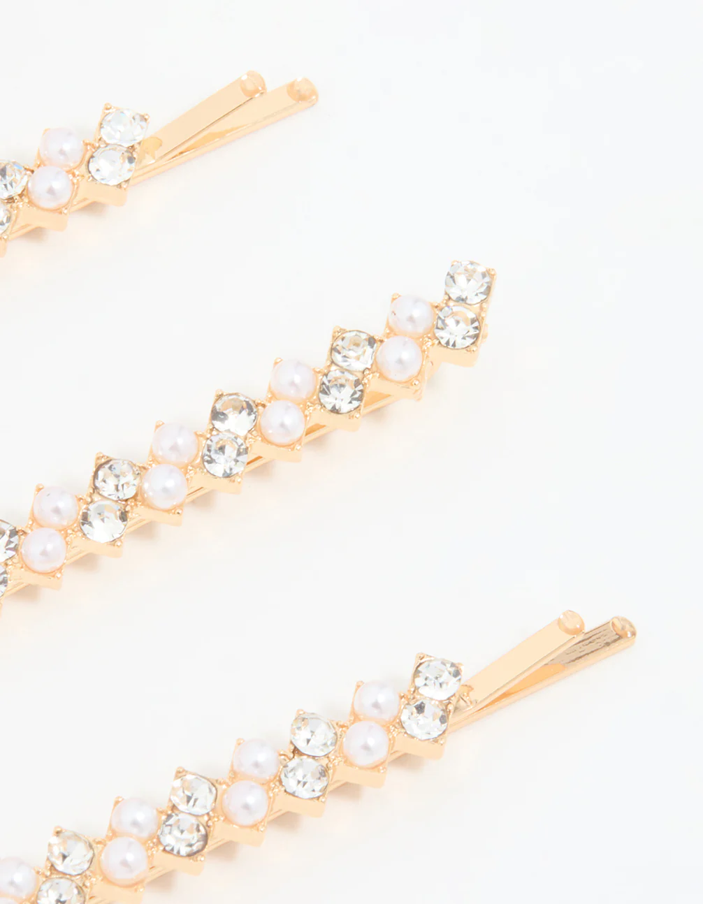 Gold Pearl Zigzag Hair Slides 4-Pack - Image 3