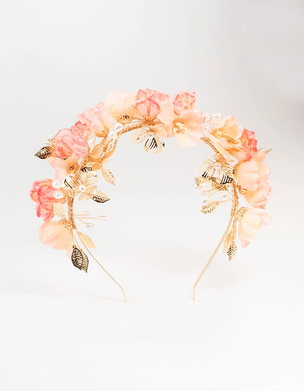 Gold & Pink Flower Petals Headband