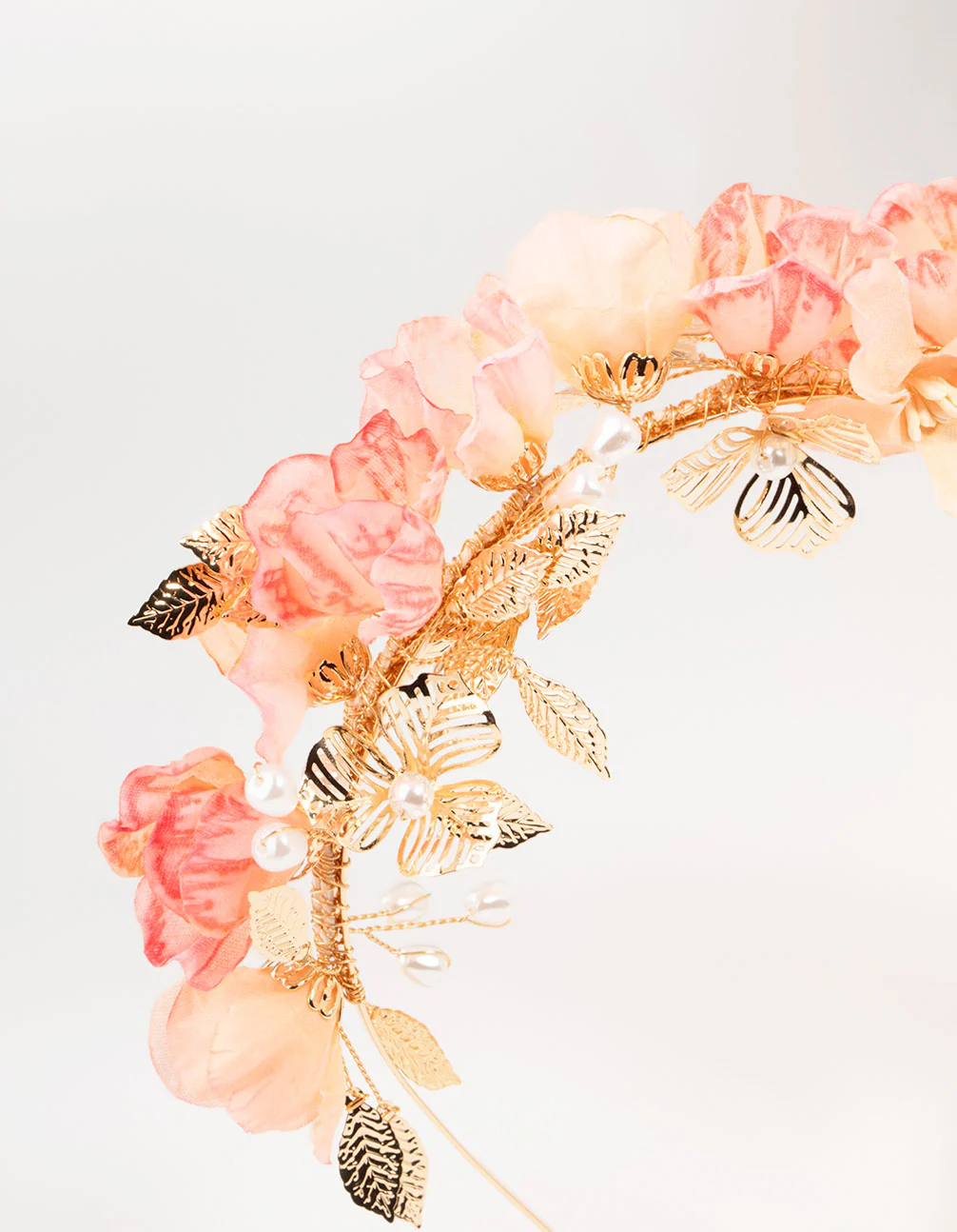 Gold & Pink Flower Petals Headband - Image 2