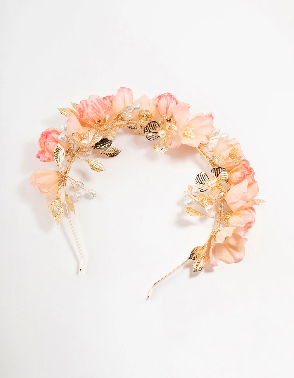 Gold & Pink Flower Petals Headband - Image 3