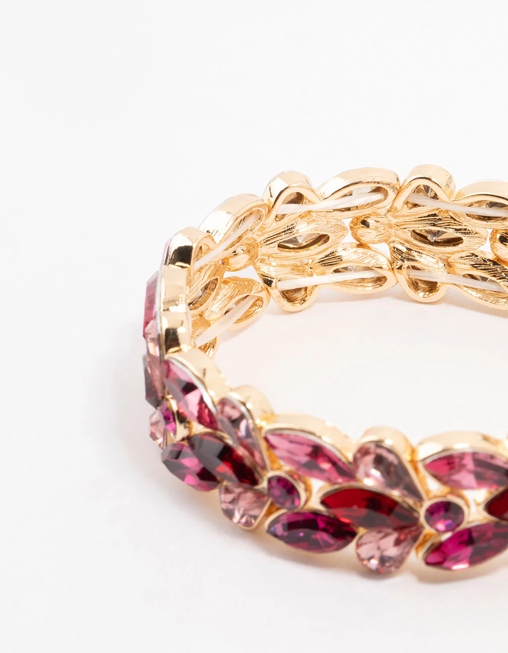 Gold Pink & Red Stone Set Wrist Cuff - Image 3