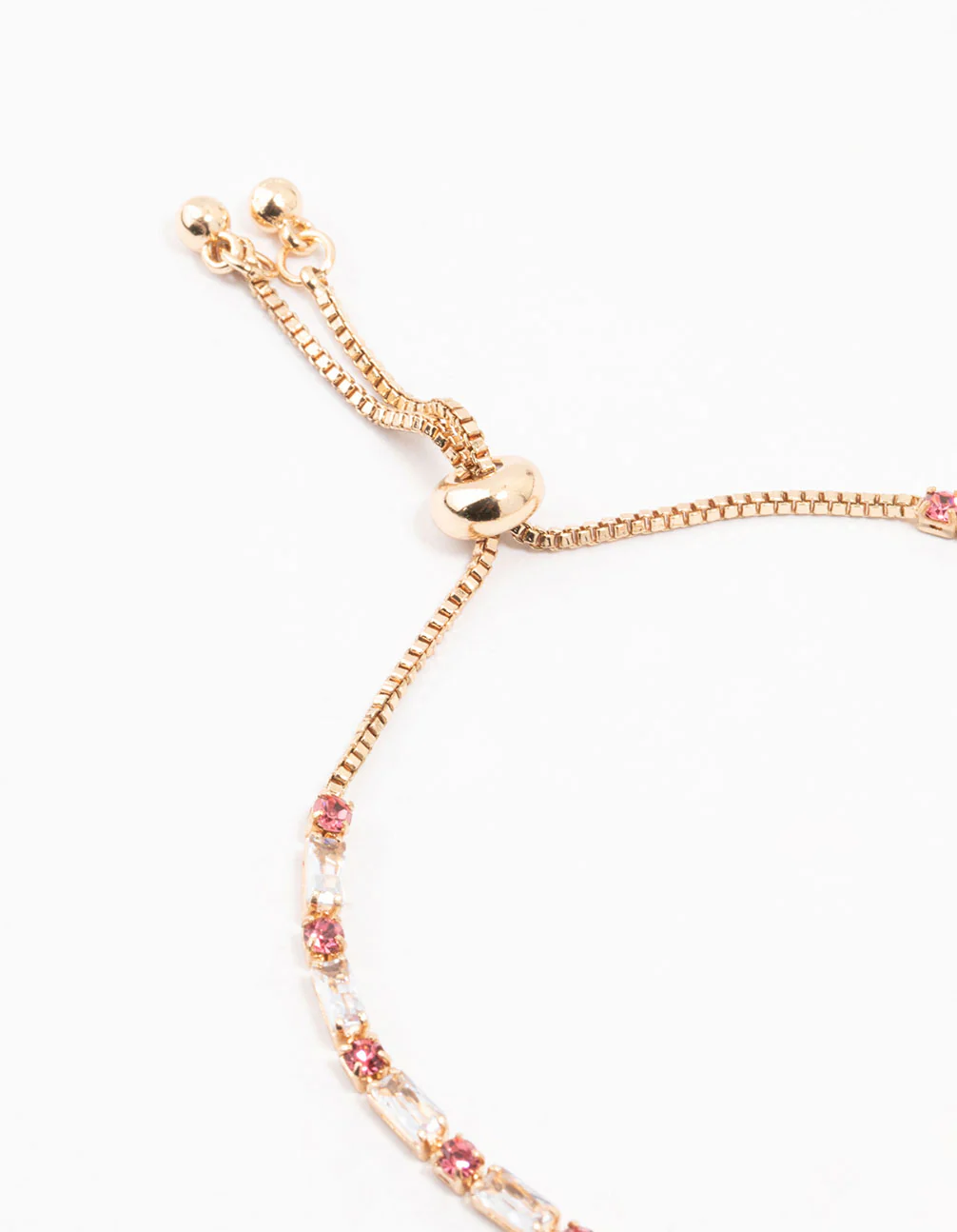 Gold Pink & Silver Czech Bohemia Crystal Cup Chain Gold Toggle Bracelet - Image 3
