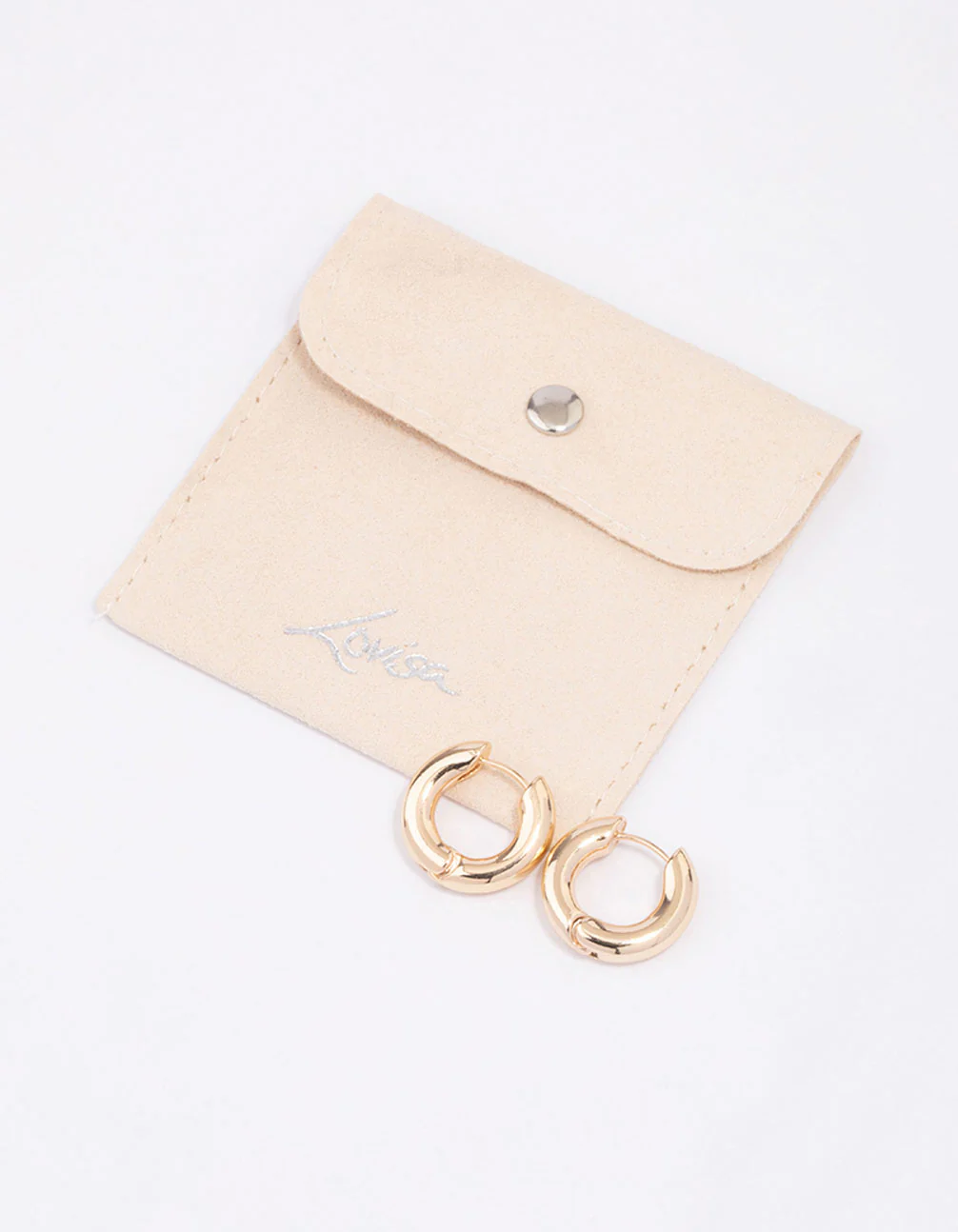 Gold Plain Clicker Hoop Earrings - Image 4