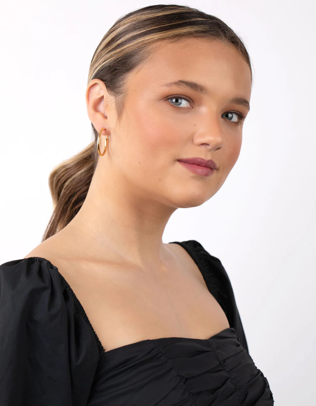 Gold Plated Sterling Silver Hoop Earrings - Image 3