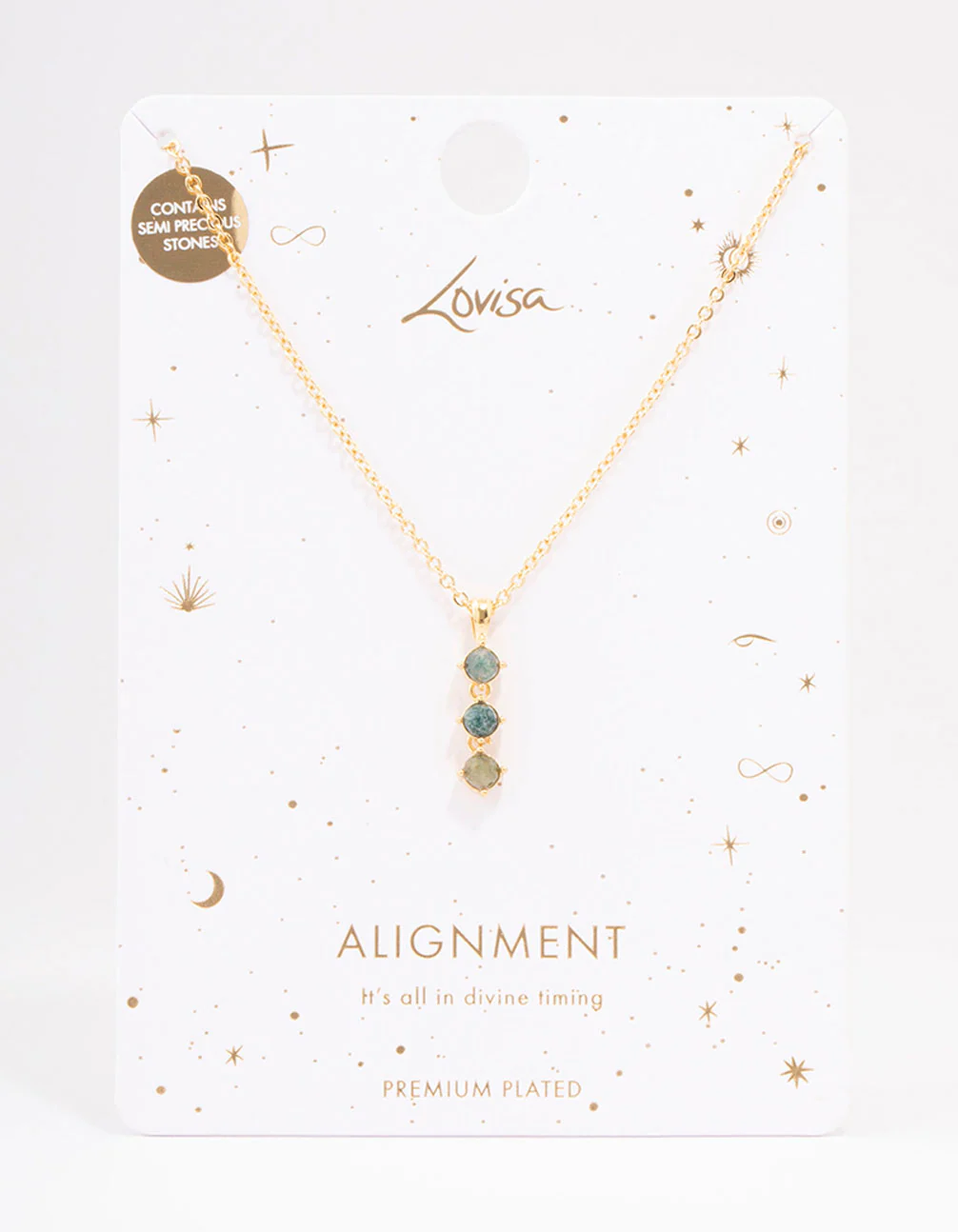 Gold Plated Aligned Green Aventurine Pendant Necklace - Image 2