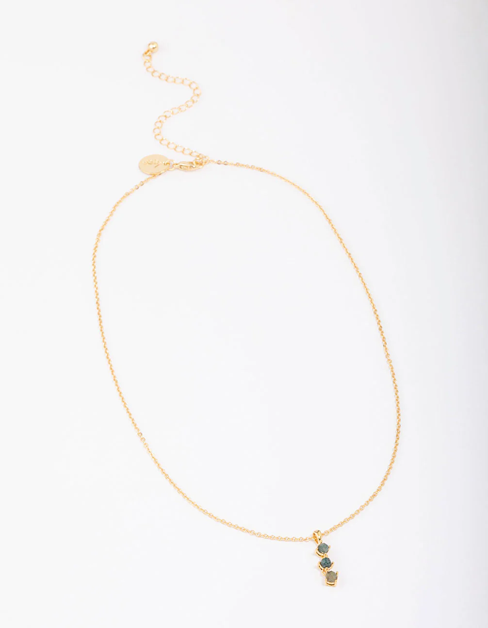 Gold Plated Aligned Green Aventurine Pendant Necklace - Image 3