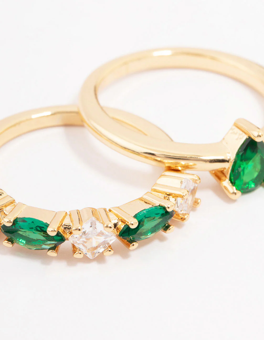 Gold Plated Alternating Cubic Zirconia Pear Stacking Ring Pack - Image 2
